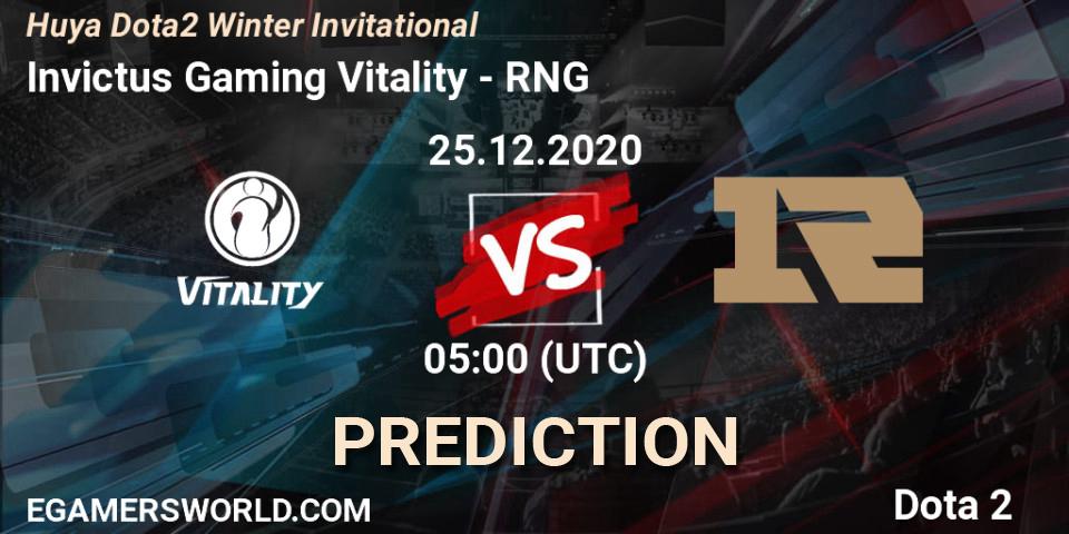 Pronósticos Invictus Gaming Vitality - RNG. 25.12.20. Huya Dota2 Winter Invitational - Dota 2