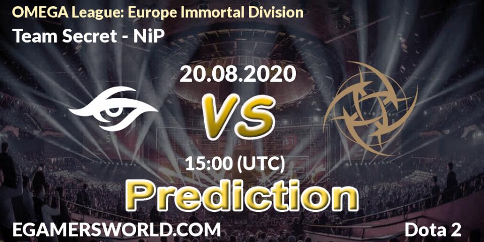 Pronósticos Team Secret - NiP. 20.08.20. OMEGA League: Europe Immortal Division - Dota 2