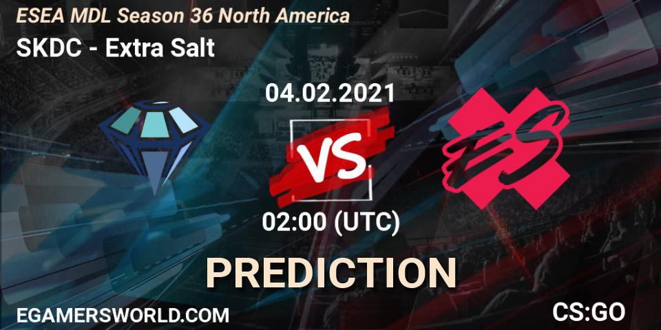 Pronósticos SKDC - Extra Salt. 04.02.2021 at 02:00. MDL ESEA Season 36: North America - Premier Division - Counter-Strike (CS2)