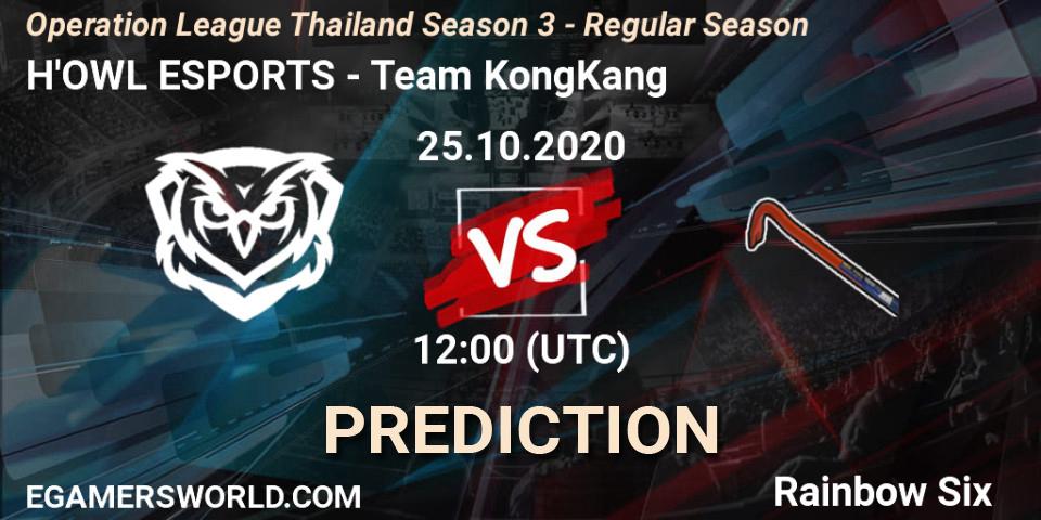 Pronósticos H'OWL ESPORTS - Team KongKang. 25.10.2020 at 12:00. Operation League Thailand Season 3 - Regular Season - Rainbow Six