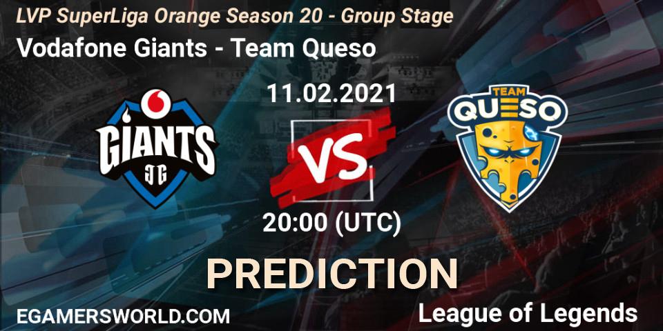 Pronósticos Vodafone Giants - Team Queso. 11.02.2021 at 20:00. LVP SuperLiga Orange Season 20 - Group Stage - LoL