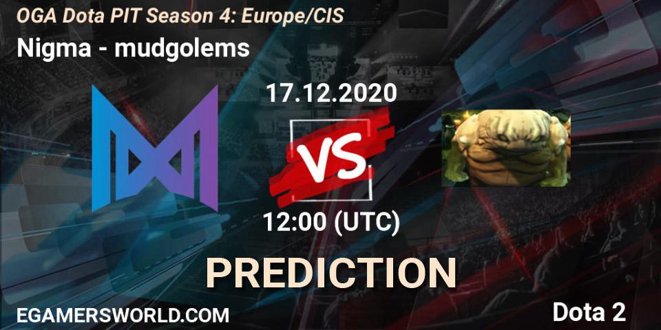 Pronósticos Nigma - mudgolems. 17.12.2020 at 11:59. OGA Dota PIT Season 4: Europe/CIS - Dota 2