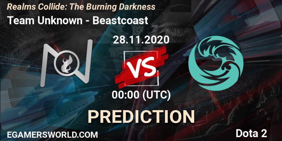 Pronósticos Team Unknown - Beastcoast. 28.11.2020 at 00:16. Realms Collide: The Burning Darkness - Dota 2