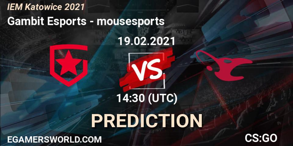 Pronósticos Gambit Esports - mousesports. 19.02.21. IEM Katowice 2021 - CS2 (CS:GO)