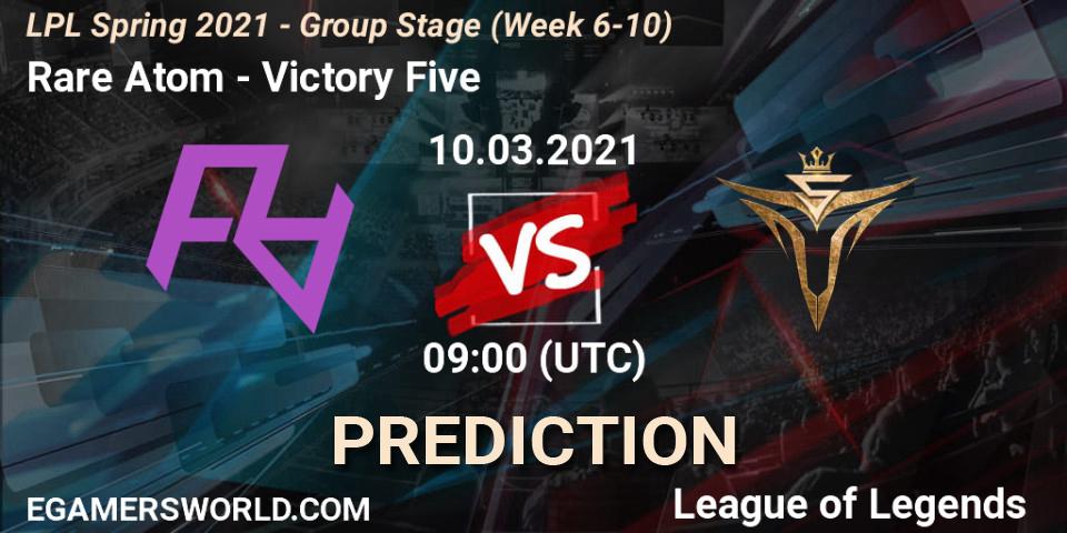 Pronósticos Rare Atom - Victory Five. 10.03.2021 at 09:00. LPL Spring 2021 - Group Stage (Week 6-10) - LoL
