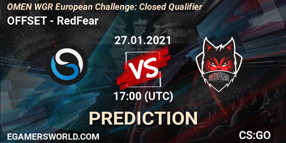 Pronósticos OFFSET - RedFear. 27.01.2021 at 17:00. OMEN WGR European Challenge: Closed Qualifier - Counter-Strike (CS2)