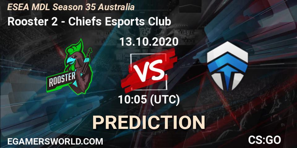 Pronósticos Rooster 2 - Chiefs Esports Club. 14.10.2020 at 09:05. ESEA MDL Season 35 Australia - Counter-Strike (CS2)