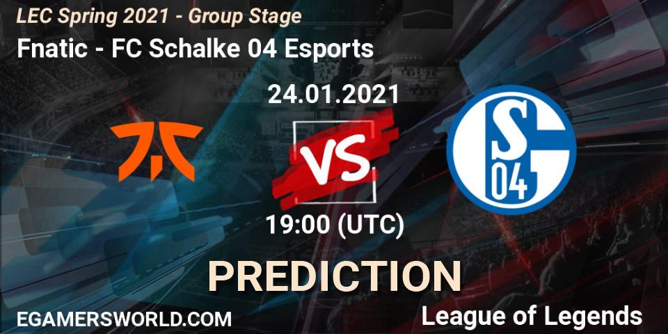 Pronósticos Fnatic - FC Schalke 04 Esports. 24.01.21. LEC Spring 2021 - Group Stage - LoL