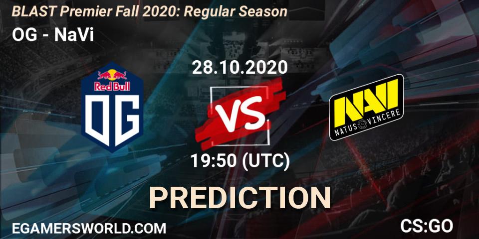 Pronósticos OG - NaVi. 28.10.2020 at 19:50. BLAST Premier Fall 2020: Regular Season - Counter-Strike (CS2)