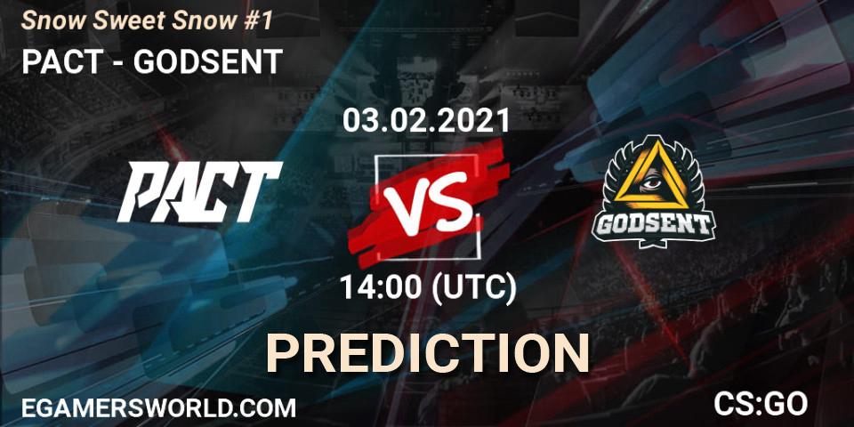 Pronósticos PACT - GODSENT. 03.02.2021 at 14:25. Snow Sweet Snow #1 - Counter-Strike (CS2)