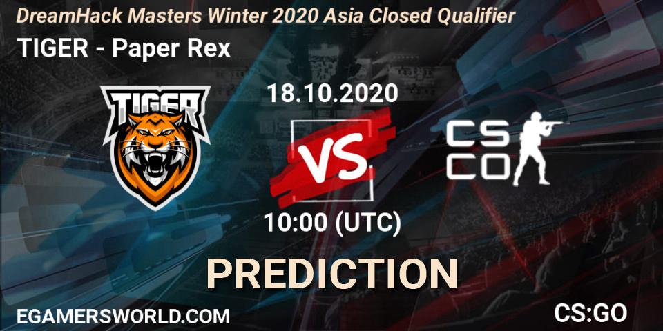 Pronósticos TIGER - Paper Rex. 18.10.20. DreamHack Masters Winter 2020 Asia Closed Qualifier - CS2 (CS:GO)
