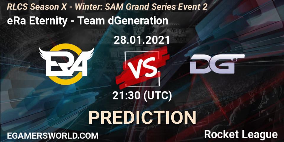 Pronósticos eRa Eternity - Team dGeneration. 28.01.2021 at 21:30. RLCS Season X - Winter: SAM Grand Series Event 2 - Rocket League
