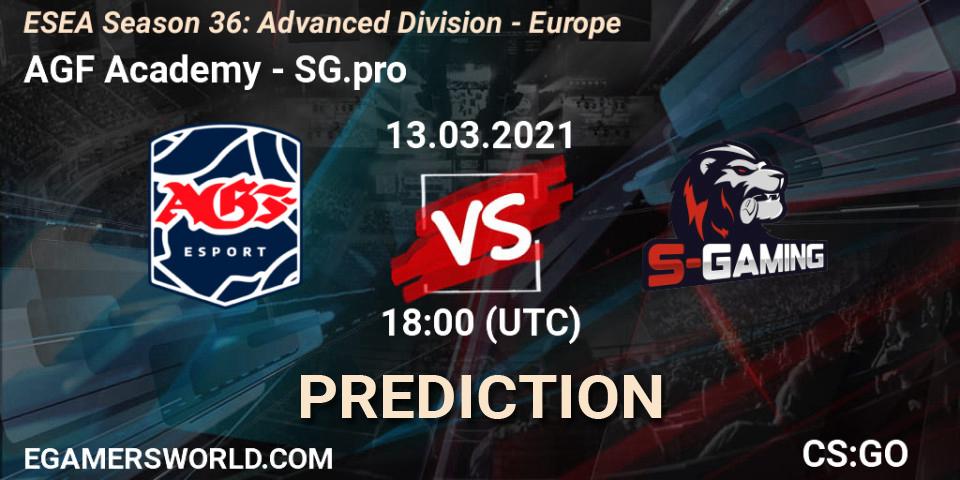 Pronósticos AGF Academy - SG.pro. 14.03.2021 at 18:00. ESEA Season 36: Europe - Advanced Division - Counter-Strike (CS2)