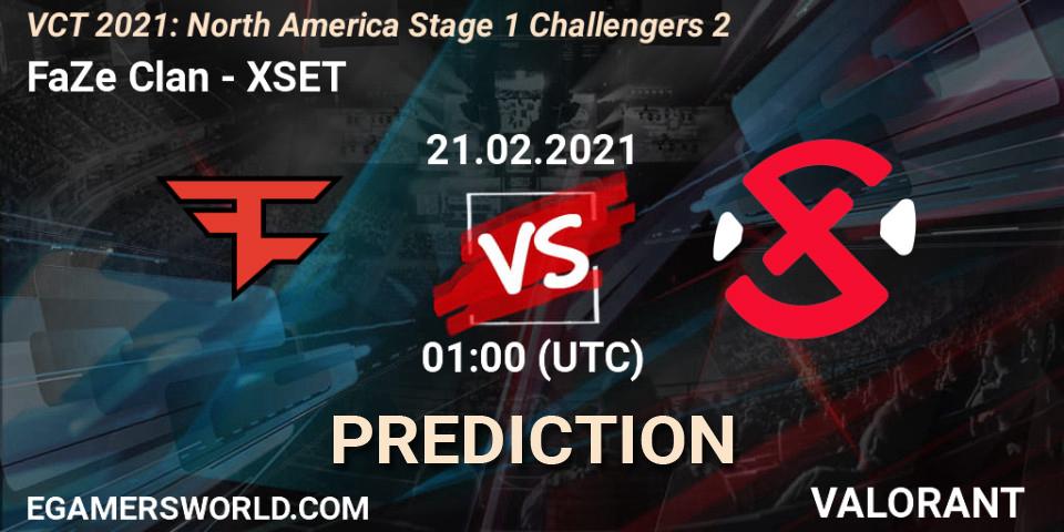 Pronósticos FaZe Clan - XSET. 20.02.2021 at 23:45. VCT 2021: North America Stage 1 Challengers 2 - VALORANT