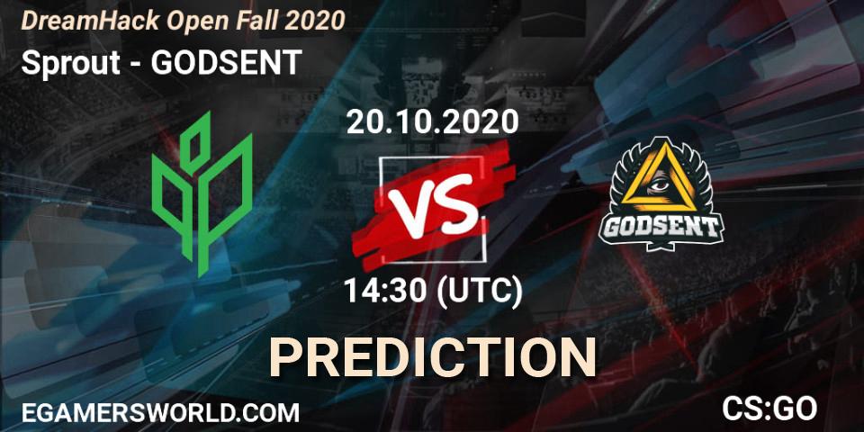 Pronósticos Sprout - GODSENT. 20.10.2020 at 14:10. DreamHack Open Fall 2020 - Counter-Strike (CS2)