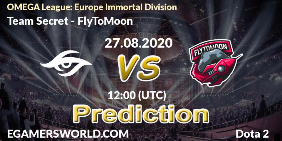 Pronósticos Team Secret - FlyToMoon. 27.08.20. OMEGA League: Europe Immortal Division - Dota 2