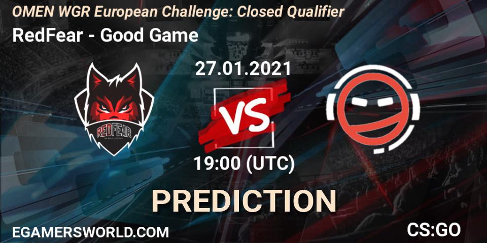 Pronósticos RedFear - Good Game. 27.01.2021 at 19:40. OMEN WGR European Challenge: Closed Qualifier - Counter-Strike (CS2)