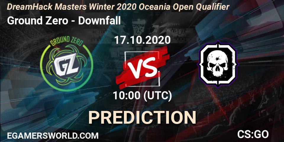 Pronósticos Ground Zero - Downfall. 17.10.2020 at 10:00. DreamHack Masters Winter 2020 Oceania Open Qualifier - Counter-Strike (CS2)