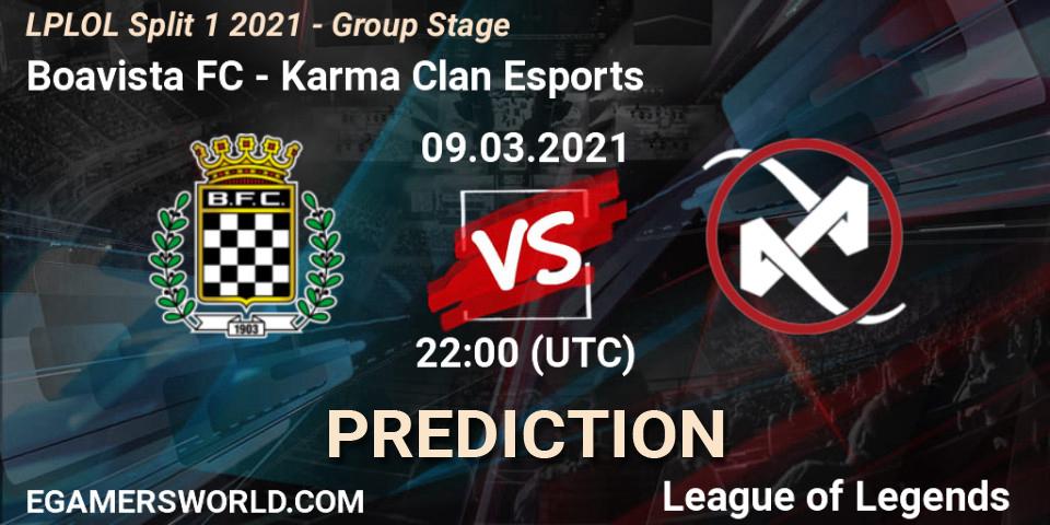 Pronósticos Boavista FC - Karma Clan Esports. 09.03.2021 at 22:00. LPLOL Split 1 2021 - Group Stage - LoL