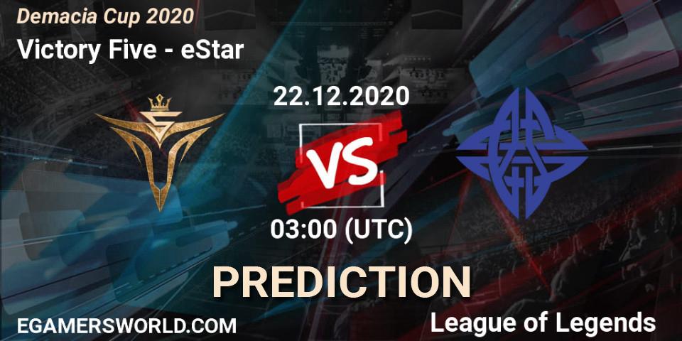 Pronósticos Victory Five - eStar. 22.12.2020 at 03:00. Demacia Cup 2020 - LoL