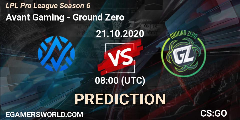 Pronósticos Avant Gaming - Ground Zero. 21.10.20. LPL Pro League Season 6 - CS2 (CS:GO)