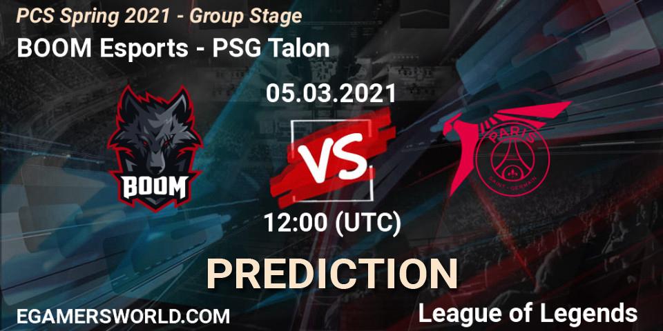 Pronósticos BOOM Esports - PSG Talon. 05.03.2021 at 12:00. PCS Spring 2021 - Group Stage - LoL
