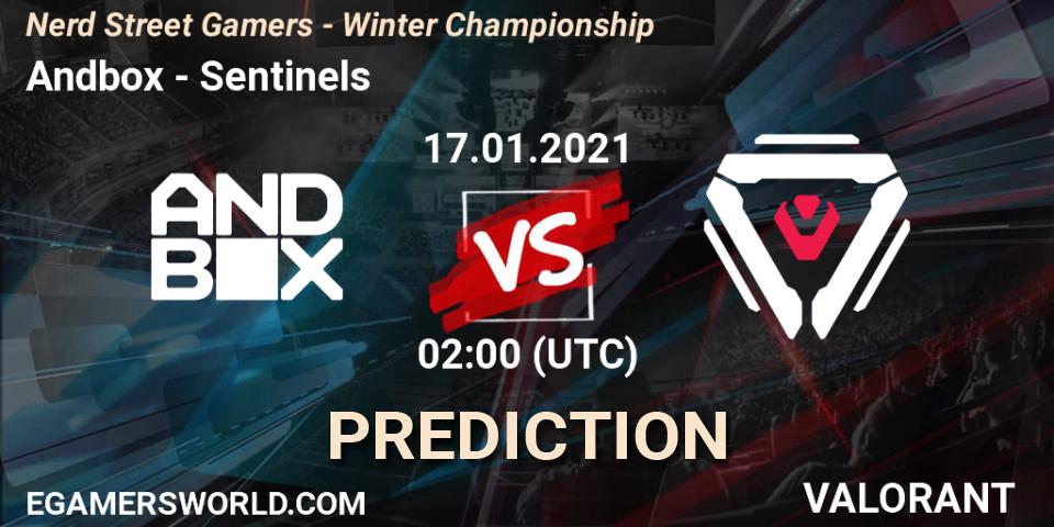 Pronósticos Andbox - Sentinels. 17.01.2021 at 00:30. Nerd Street Gamers - Winter Championship - VALORANT