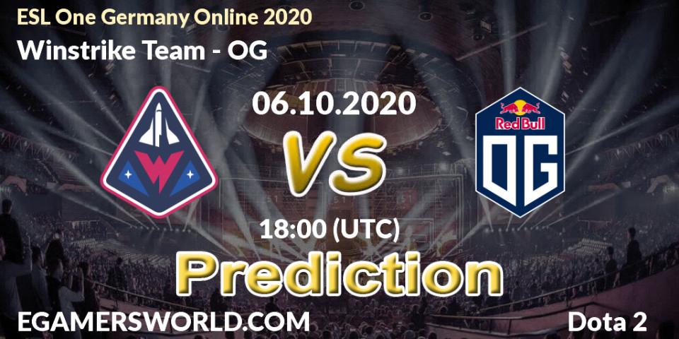Pronósticos Winstrike Team - OG. 06.10.2020 at 18:35. ESL One Germany 2020 Online - Dota 2