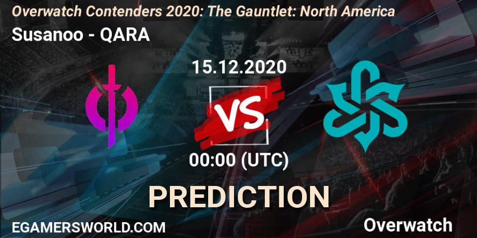 Pronósticos Susanoo - QARA. 15.12.2020 at 00:00. Overwatch Contenders 2020: The Gauntlet: North America - Overwatch