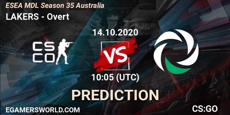 Pronósticos LAKERS - Overt. 14.10.2020 at 10:05. ESEA MDL Season 35 Australia - Counter-Strike (CS2)