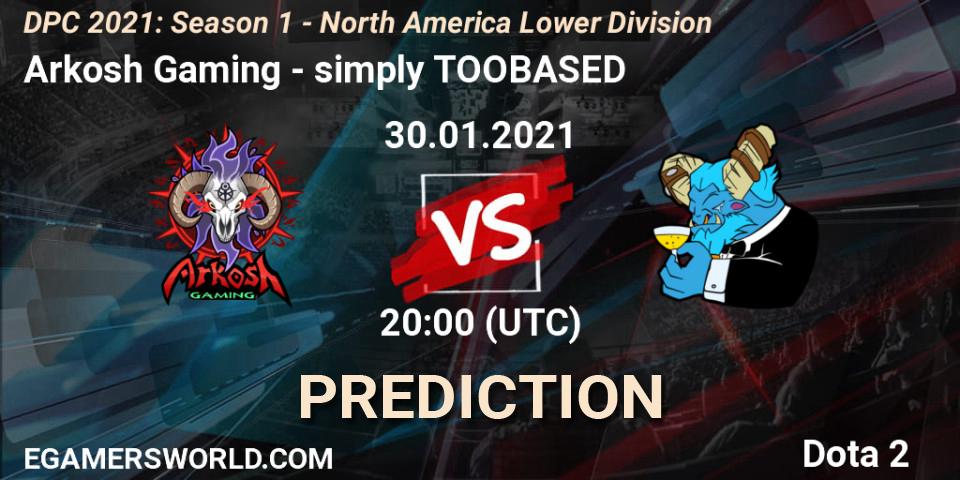 Pronósticos Arkosh Gaming - simply TOOBASED. 31.01.2021 at 02:00. DPC 2021: Season 1 - North America Lower Division - Dota 2