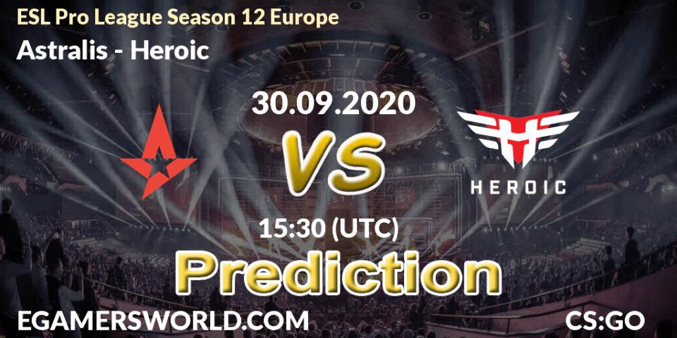 Pronósticos Astralis - Heroic. 30.09.20. ESL Pro League Season 12 Europe - CS2 (CS:GO)