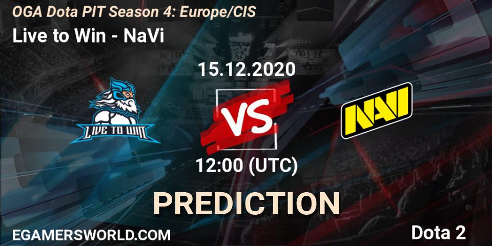 Pronósticos Live to Win - NaVi. 15.12.2020 at 12:21. OGA Dota PIT Season 4: Europe/CIS - Dota 2