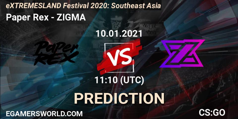 Pronósticos Paper Rex - ZIGMA. 10.01.21. eXTREMESLAND Festival 2020: Southeast Asia - CS2 (CS:GO)