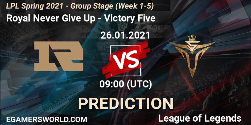 Pronósticos Royal Never Give Up - Victory Five. 26.01.21. LPL Spring 2021 - Group Stage (Week 1-5) - LoL