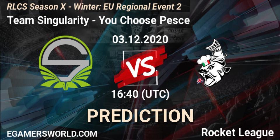Pronósticos Team Singularity - You Choose Pesce. 03.12.2020 at 16:40. RLCS Season X - Winter: EU Regional Event 2 - Rocket League