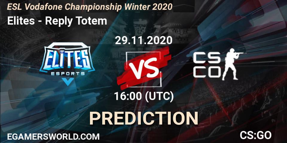 Pronósticos Elites - Reply Totem. 29.11.2020 at 16:05. ESL Vodafone Championship Winter 2020 - Counter-Strike (CS2)