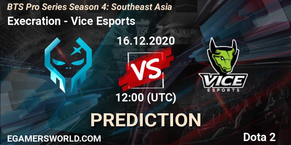 Pronósticos Execration - Vice Esports. 16.12.2020 at 09:06. BTS Pro Series Season 4: Southeast Asia - Dota 2