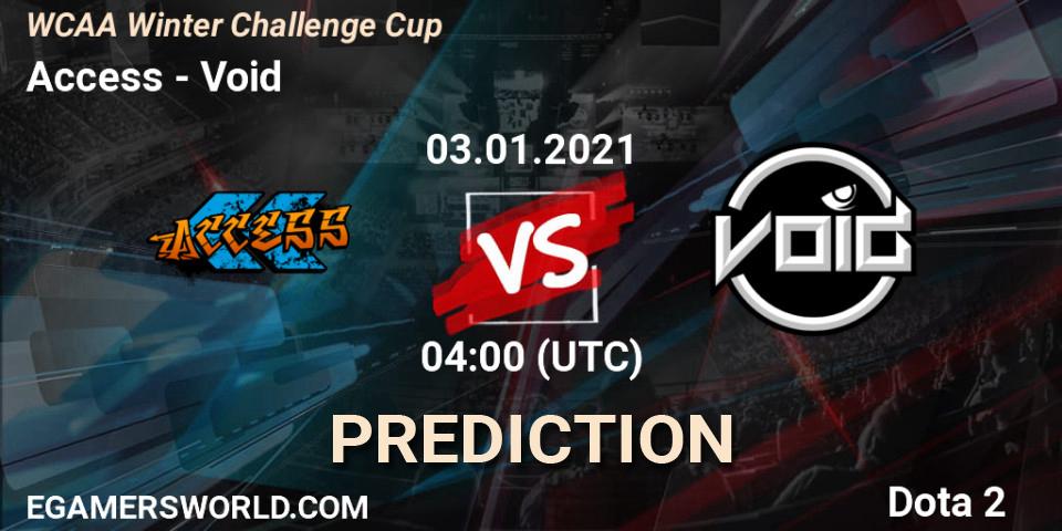 Pronósticos Access - Void. 03.01.21. WCAA Winter Challenge Cup - Dota 2