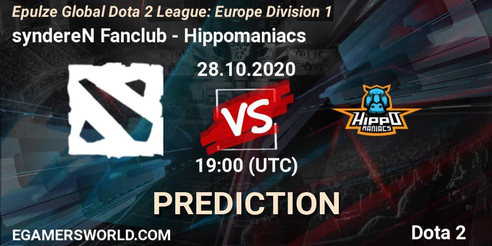 Pronósticos syndereN Fanclub - Hippomaniacs. 27.10.2020 at 18:00. Epulze Global Dota 2 League: Europe Division 1 - Dota 2