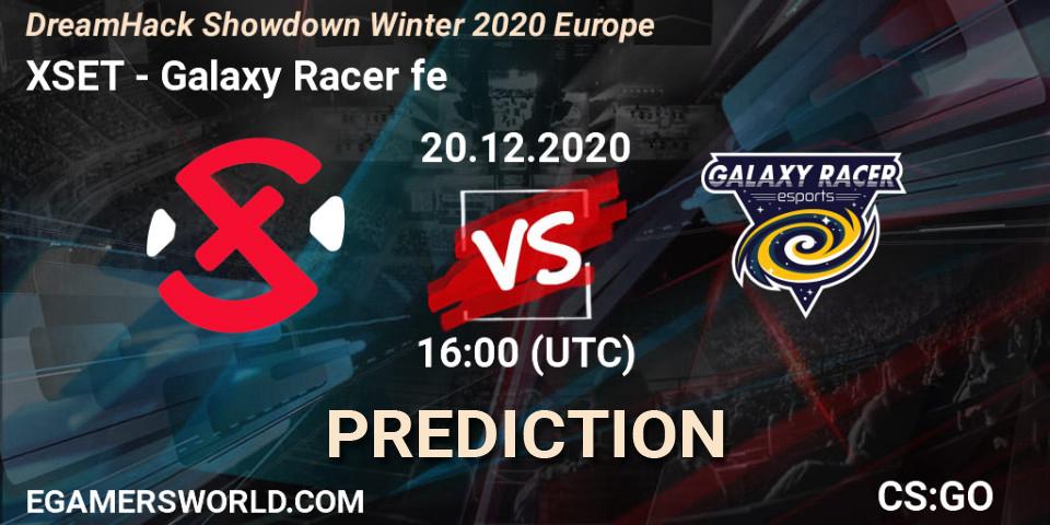 Pronósticos XSET - Galaxy Racer fe. 20.12.2020 at 16:00. DreamHack Showdown Winter 2020 Europe - Counter-Strike (CS2)