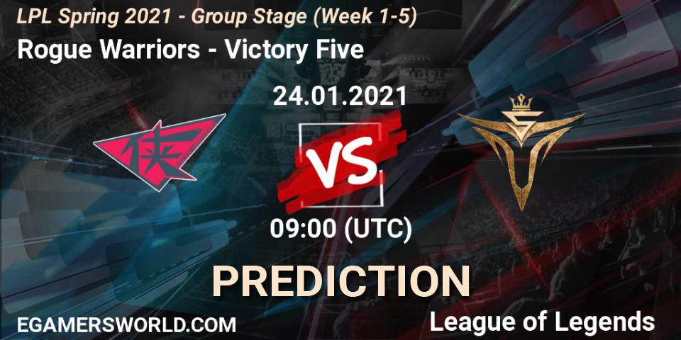 Pronósticos Rogue Warriors - Victory Five. 24.01.21. LPL Spring 2021 - Group Stage (Week 1-5) - LoL