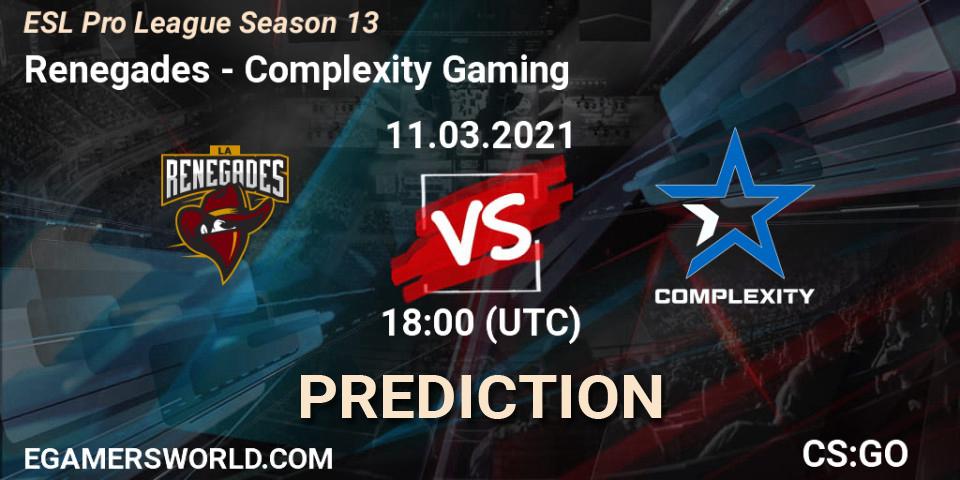 Pronósticos Renegades - Complexity Gaming. 11.03.21. ESL Pro League Season 13 - CS2 (CS:GO)