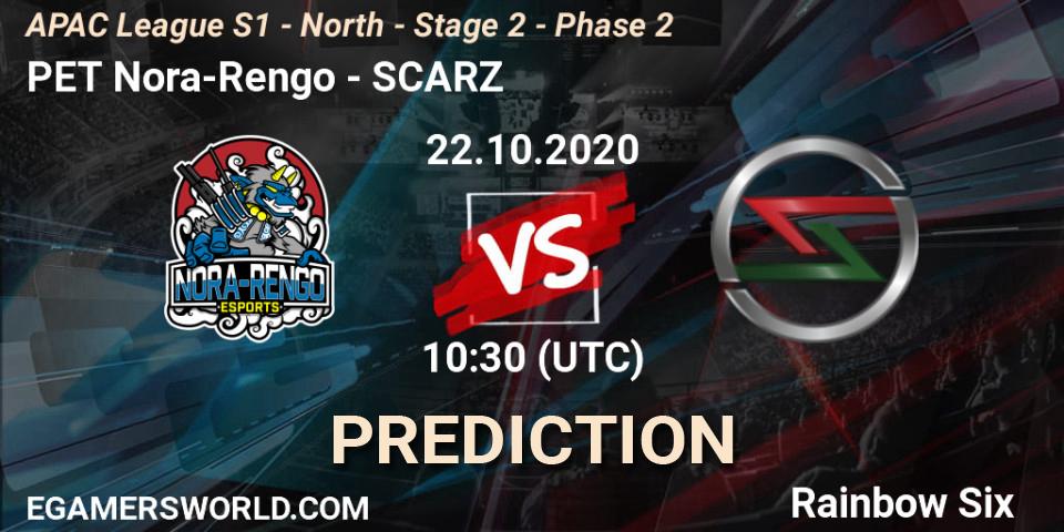 Pronósticos PET Nora-Rengo - SCARZ. 22.10.20. APAC League S1 - North - Stage 2 - Phase 2 - Rainbow Six
