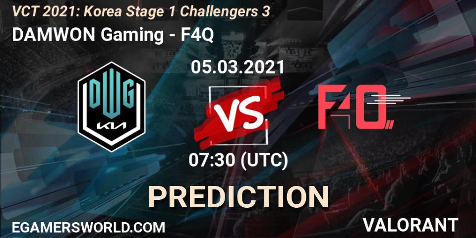 Pronósticos DAMWON Gaming - F4Q. 05.03.2021 at 07:30. VCT 2021: Korea Stage 1 Challengers 3 - VALORANT