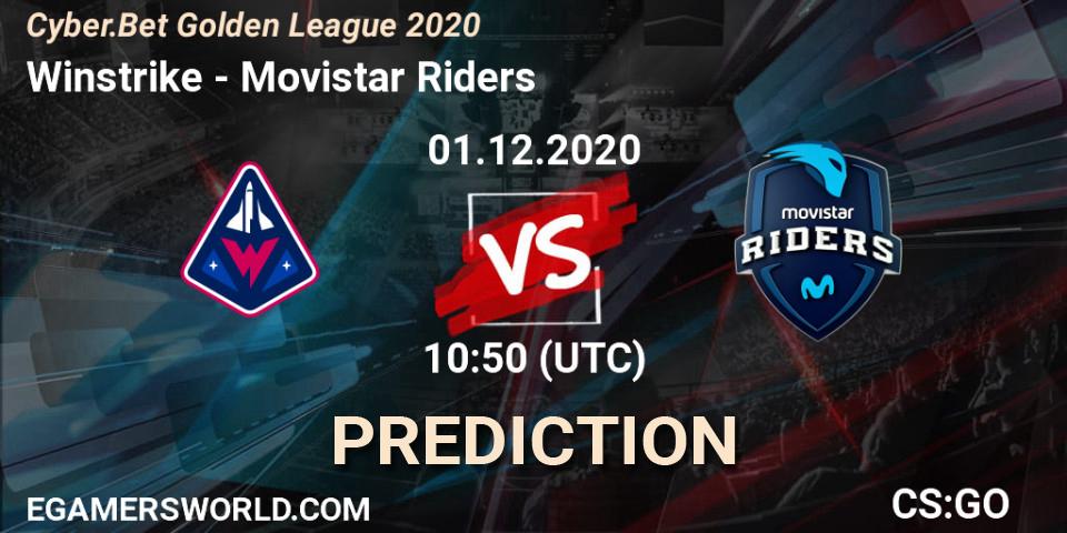 Pronósticos Winstrike - Movistar Riders. 01.12.2020 at 10:50. Cyber.Bet Golden League 2020 - Counter-Strike (CS2)