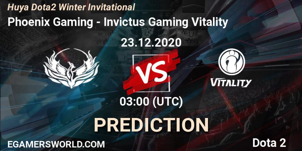 Pronósticos Phoenix Gaming - Invictus Gaming Vitality. 23.12.2020 at 03:08. Huya Dota2 Winter Invitational - Dota 2