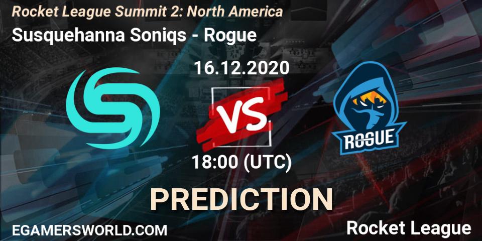 Pronósticos Susquehanna Soniqs - Rogue. 16.12.2020 at 18:00. Rocket League Summit 2: North America - Rocket League