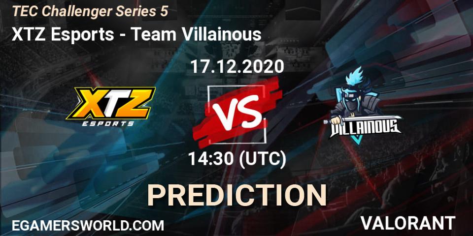 Pronósticos XTZ Esports - Team Villainous. 17.12.2020 at 14:30. TEC Challenger Series 5 - VALORANT