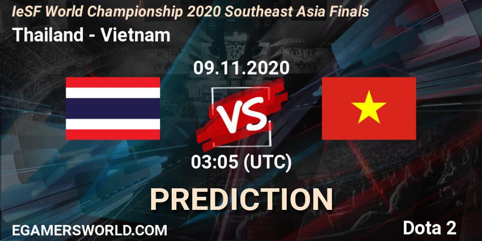 Pronósticos Thailand - Vietnam. 09.11.2020 at 03:20. IeSF World Championship 2020 Southeast Asia Finals - Dota 2